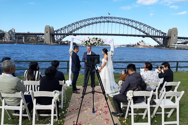 Zoom weddings, Sydney Harbour wedding