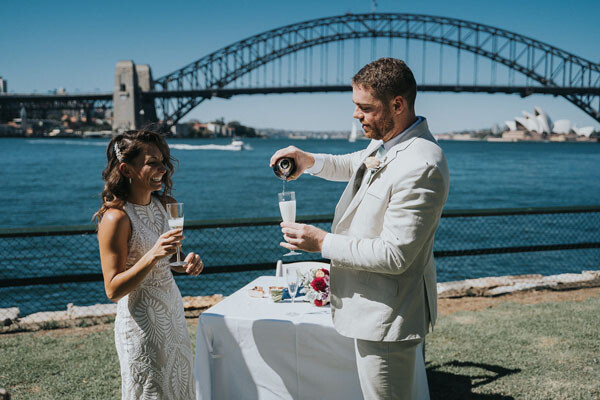 Wedding venues Sydney Harbour at Blues Point Reserve, McMahons Point, Sydney including a marriage celebrant. 