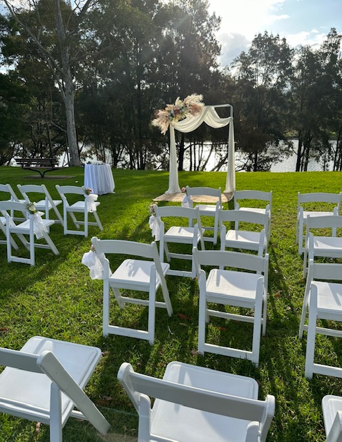 Trench Reserve. Marriage Celebrant. Marriage Registry Office. With chair and decoration set up.